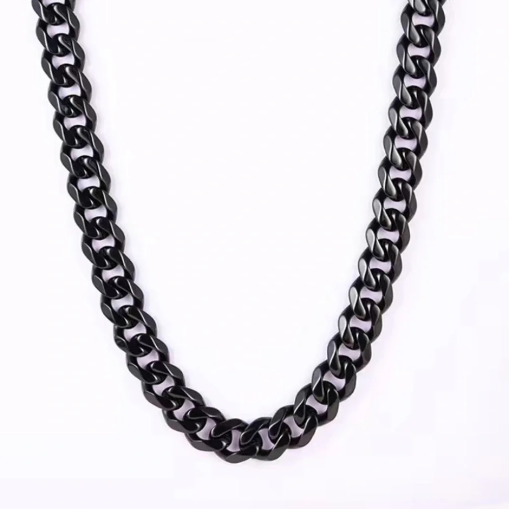 Black Stainless Steel Cuban Chain Necklace - Picture 9 of 9